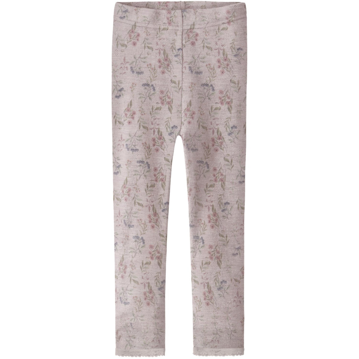 Name It Violet Ice Flowers + Leafs Nmfwang Uld Needle Leggings Noos