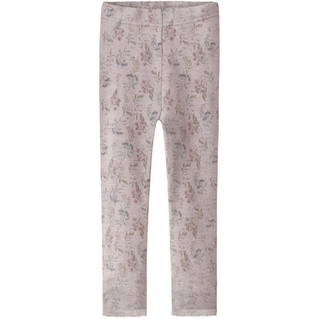 Name It Violet Ice Flowers + Leafs Nmfwang Uld Needle Leggings Noos