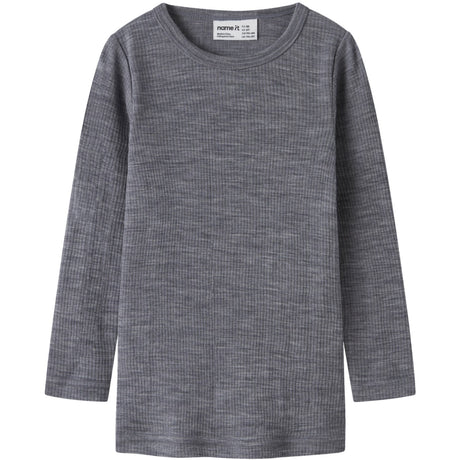 Name It Folkstone Gray Nmnwax Uld Rib Ls Top Noos