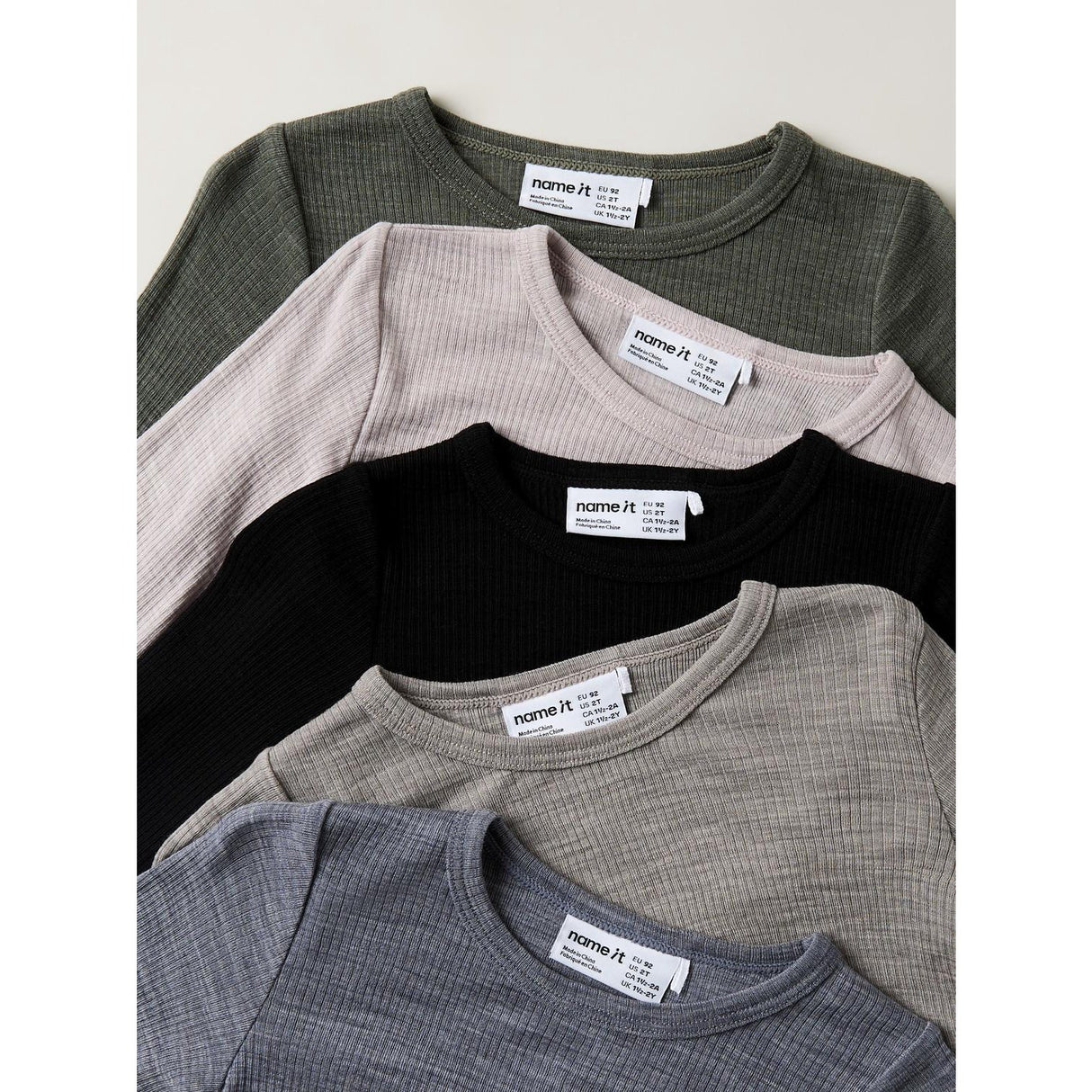 Name It Folkstone Gray Nmnwax Uld Rib Ls Top Noos