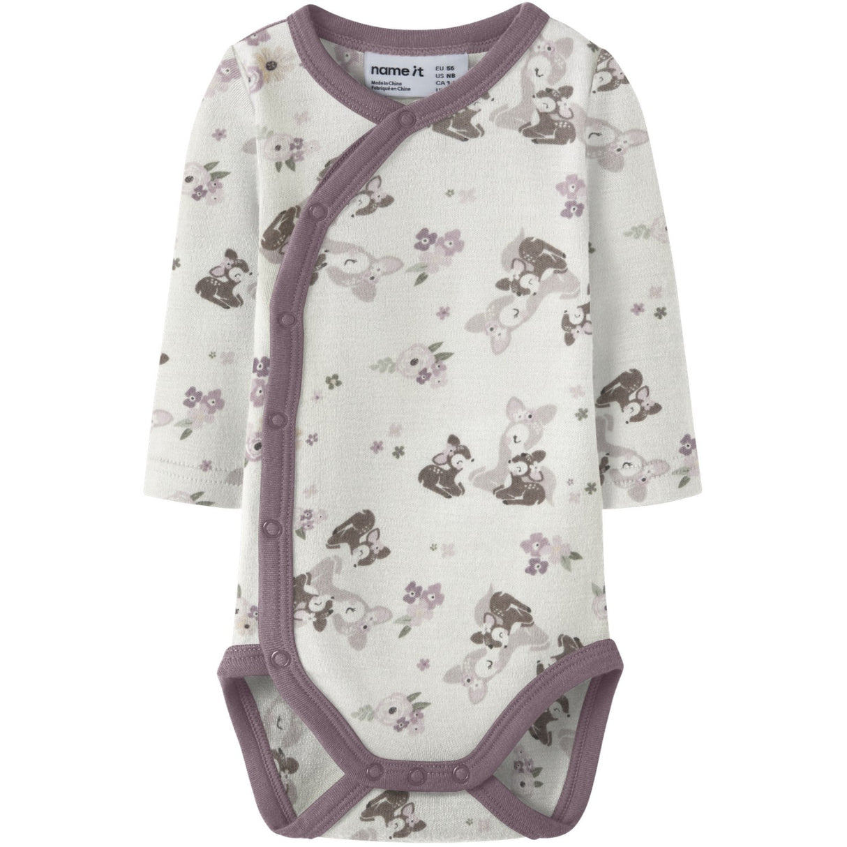 Name It Snow White Bambi + Flowers Nbfwillit Uld Ls Slå-om Body