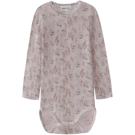 Name It Violet Ice Flowers + Leafs Nmfwang Uld Needle Ls Body
