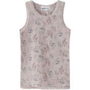 Name It Violet Ice Flowers + Leafs Nmfwang Uld Needle Tank Top