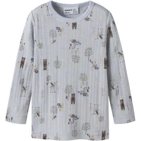 Name It Arctic Ice Forest Animals Nmmwang Uld Needle Ls Top Noos