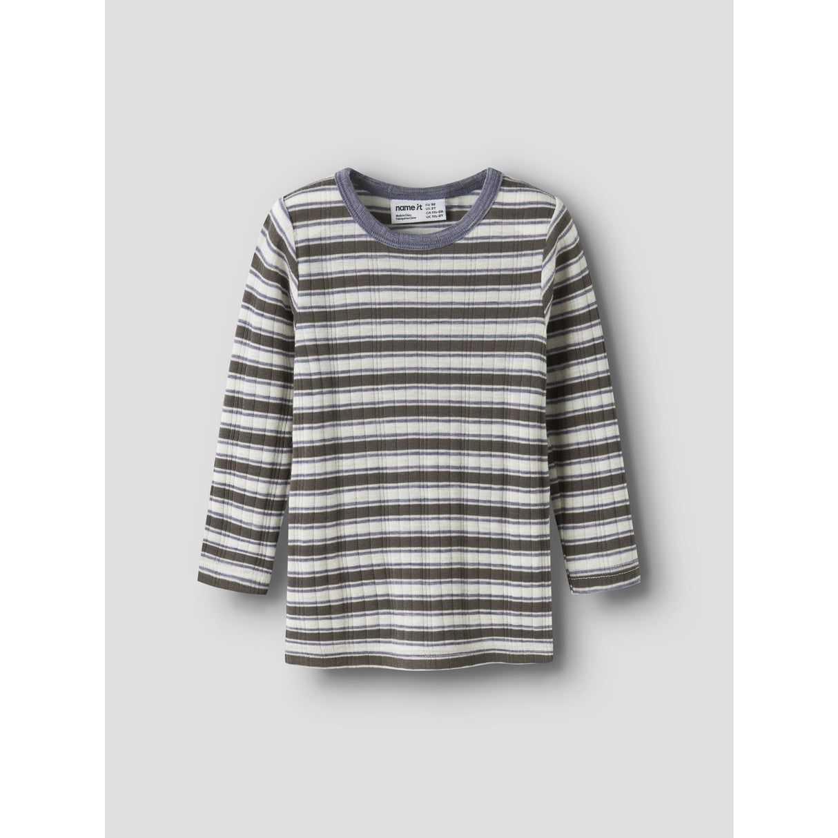 Name It Snow White Morel/Folksotne Gray Nmmwang Uld Needle Ls Top Noos