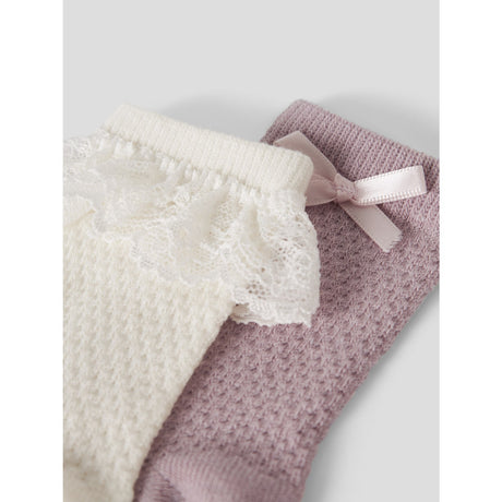 Name It Violet Ice Nmfwakma Wo/Bl Structure 2P Strømper