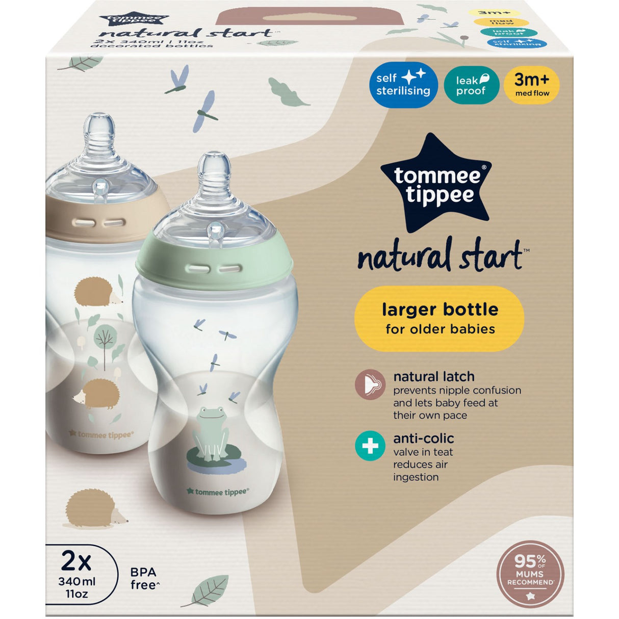 Tommee Tippee Ns 2X 340ml Btl Pond Al Ar Sutteflaske