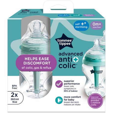 Tommee Tippee Anti-Kolik Baby Flaske M/ Varmeindikator 2X 260ml
