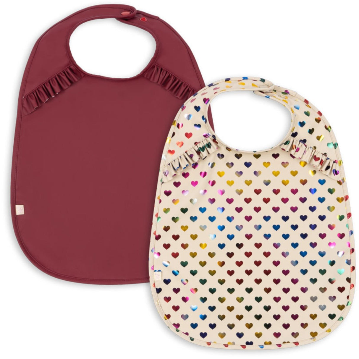 Konges Sløjd Coeur Glitter/Sangria 2 Pak Glitter Dinner Hagesmæk Med Flæse