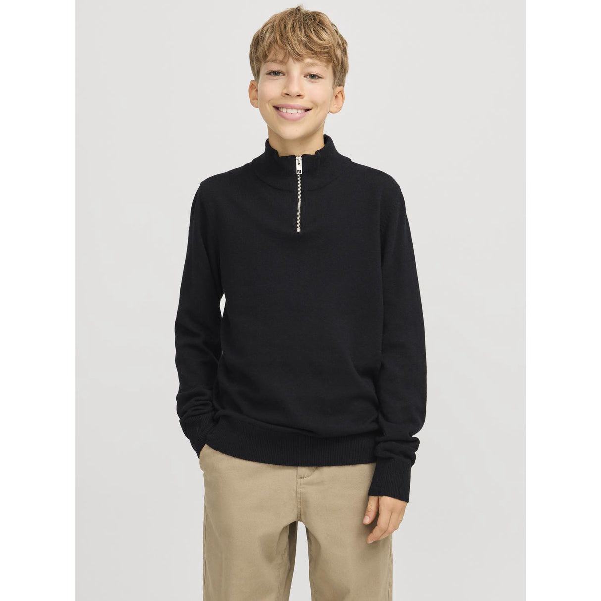 Jack & Jones Junior Black Jjeemil Strik Half Zip Noos Jnr