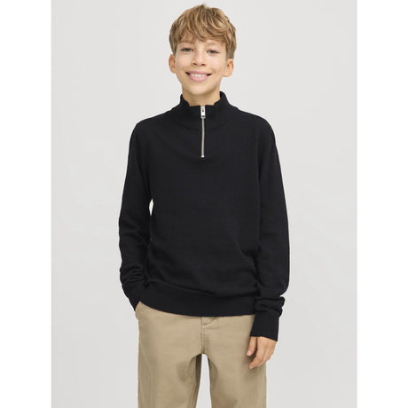 Jack & Jones Junior Black Jjeemil Strik Half Zip Noos Jnr