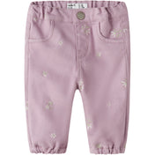 Name It Dawn Pink Flower Emb Nbfrose Loose R Twi Bukser 1717-Yf B