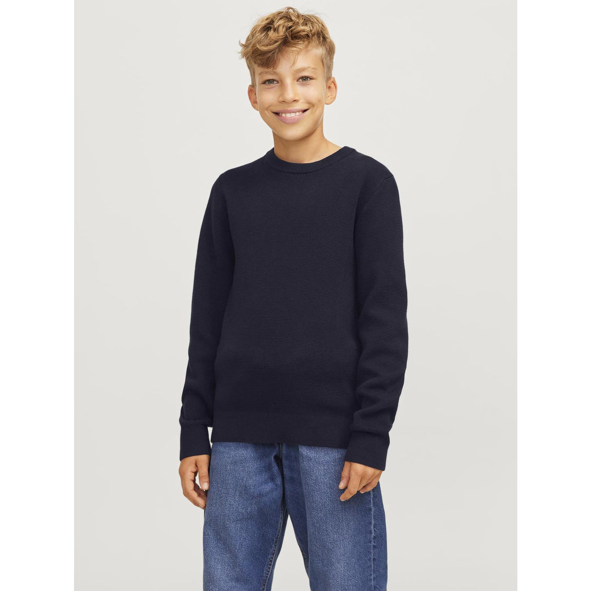 Jack & Jones Junior Night Sky Jprblamilano Stitch Strik Crew Neck Jnr