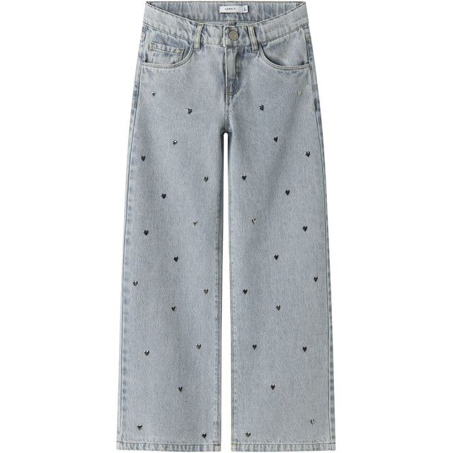 Name It Light Blue Denim Nkfrose Wide Heart Studs Jeans 2021-Za D