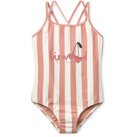 LIEWOOD Coral Blush / Creme De La Creme Stripe Suna Stripe Badeheldragt