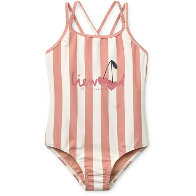LIEWOOD Coral Blush / Creme De La Creme Stripe Suna Stripe Badeheldragt