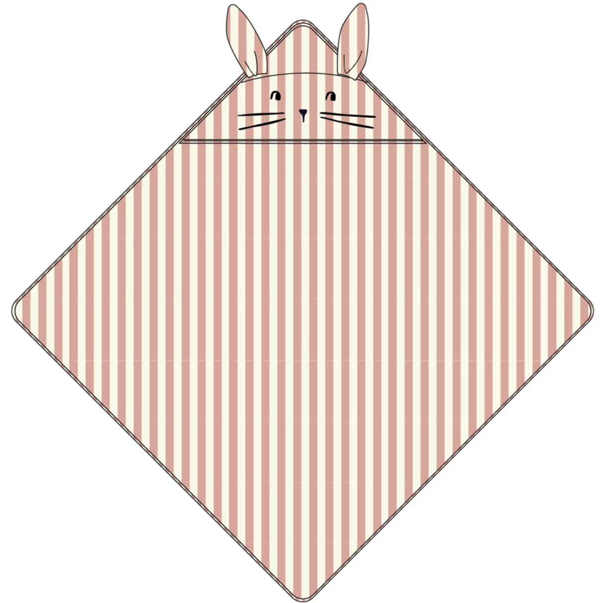 LIEWOOD Coral Blush / Creme De La Creme Stripe Albert Hooded Håndklæde
