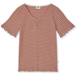 Mads Nørgaard Fiery Red/Vanilla Ice 2X2 Bomuld Stripe Tiki Tee