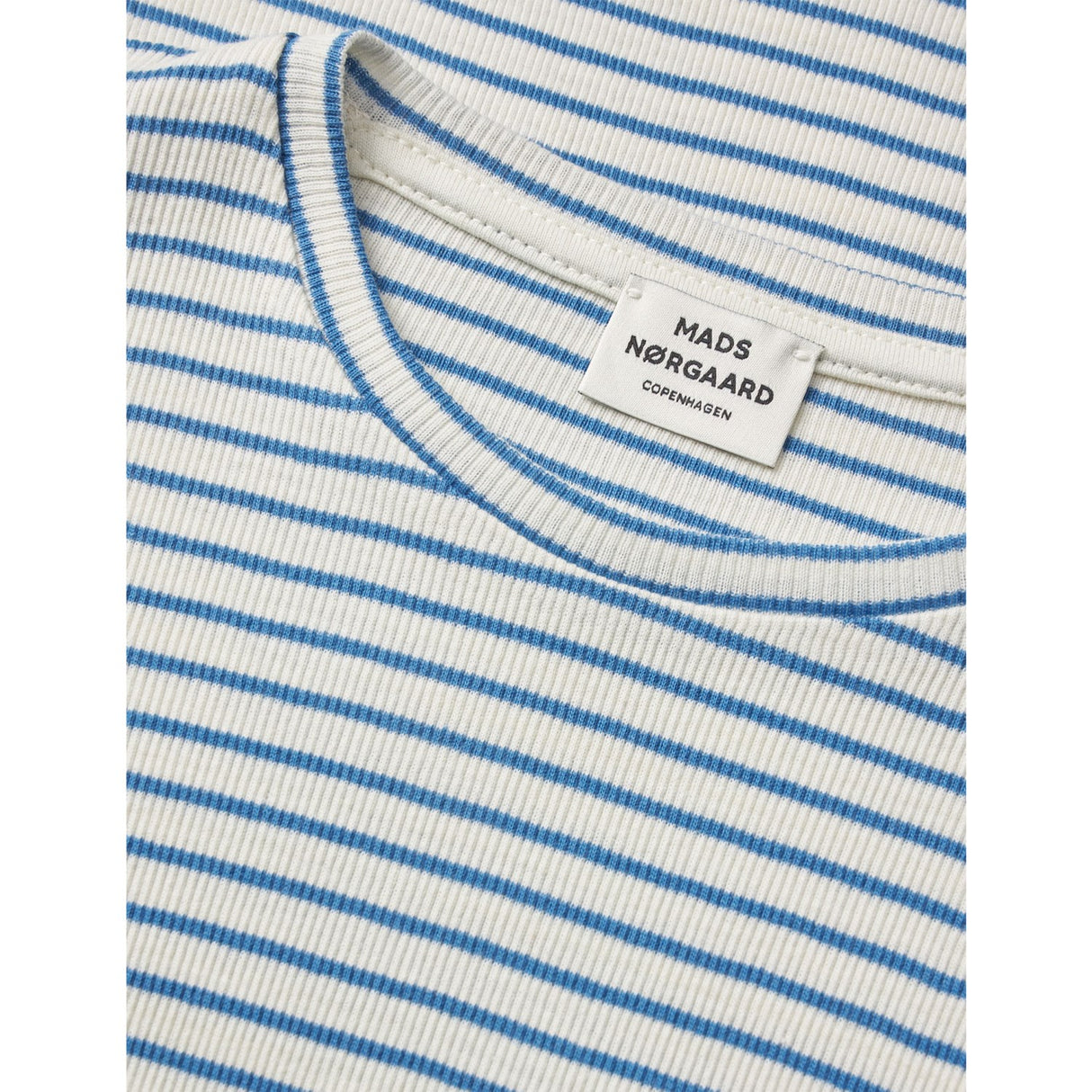 Mads Nørgaard Vanilla Ice/Bright Cobalt 2X2 Bomuld Stripe Talino Tee L/S