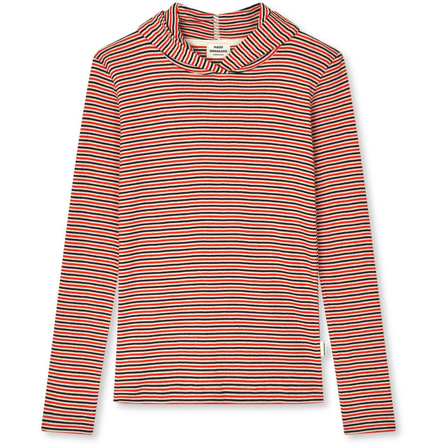 Mads Nørgaard Fiery Red/Vanilla Ice 2X2 Bomuld Stripe Tally Hættetrøje