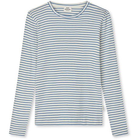 Mads Nørgaard Vanilla Ice/Bright Cobalt 2X2 Bomuld Stripe Talino Tee L/S