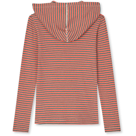 Mads Nørgaard Fiery Red/Vanilla Ice 2X2 Bomuld Stripe Tally Hættetrøje