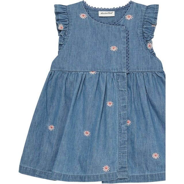 Minymo Faded Denim Kjole Ss Emb. Chambray