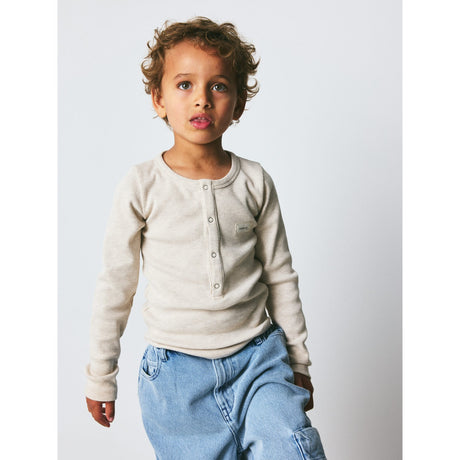 brunobruno nation Antique White Melange Leo Grandad Bluse