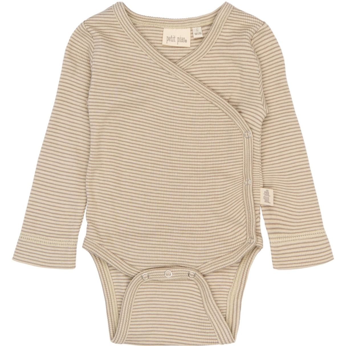 Petit Piao Pure Cashmere/Dark Off White PPDian Body L/S Fold Over Stripe NB NOOS