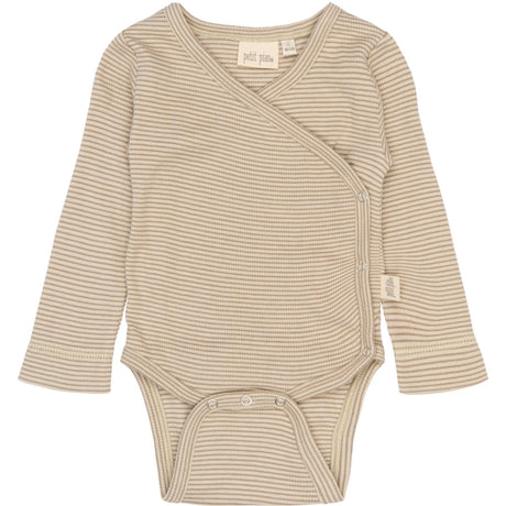 Petit Piao Pure Cashmere/Dark Off White PPDian Body L/S Fold Over Stripe NB NOOS