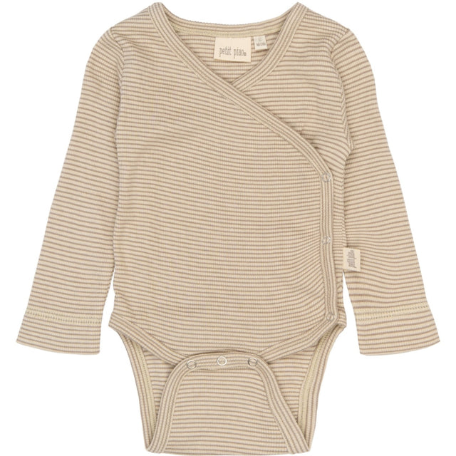 Petit Piao Pure Cashmere/Dark Off White PPDian Body L/S Fold Over Stripe NB NOOS