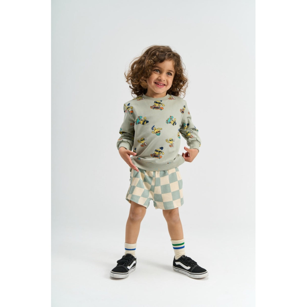 THE NEW Siblings Aqua Gray Aop Tnstsantiago Sweatshirt
