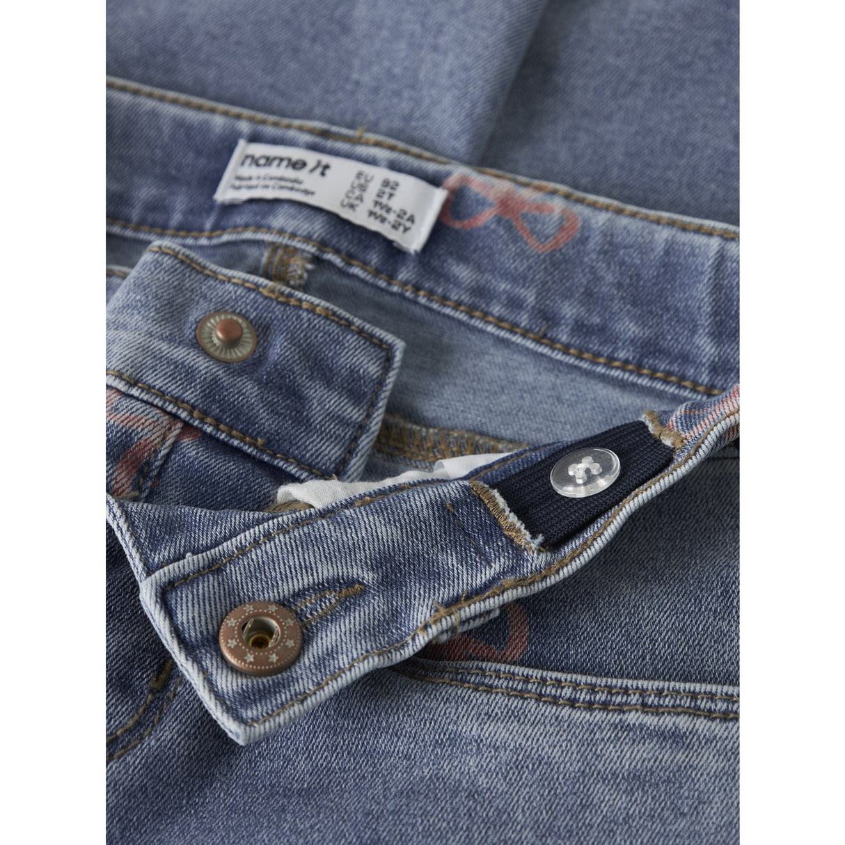 Name It Medium Blue Denim Bow Nmfbella Mom Shaped Jeans 3555-On Noos