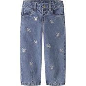Name It Medium Blue Denim Unicorn Glitter Nmfbella Barrel Glitter Jeans 4577-Im L