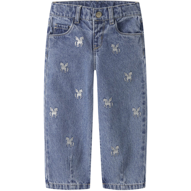Name It Medium Blue Denim Unicorn Glitter Nmfbella Barrel Glitter Jeans 4577-Im L