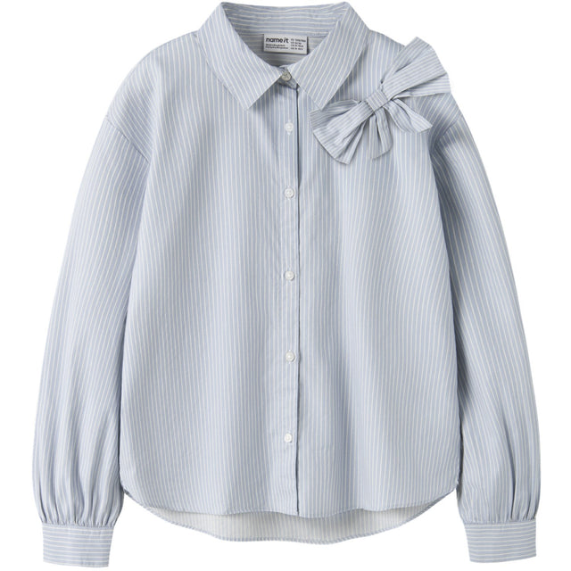 Name It Subdued Blue Antique White Nkfkamesa Ls Rlx Skjorte