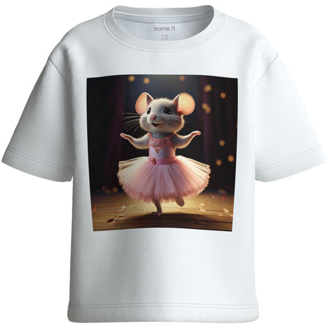 Name It Bright White Ballerina Mouse Nmfvotea Ss Nreg Top