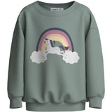Name It Green Milieu Rainbow Unicorn Nmfvalona Ls Long Rlx Sweat Unb