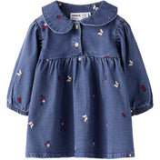 Name It Medium Blue Denim Nature Nbfalva Ls Dnm Emb Kjole 5321-Yb