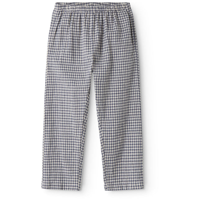 MarMar Cotton Linen Marine Check Panto Bukser
