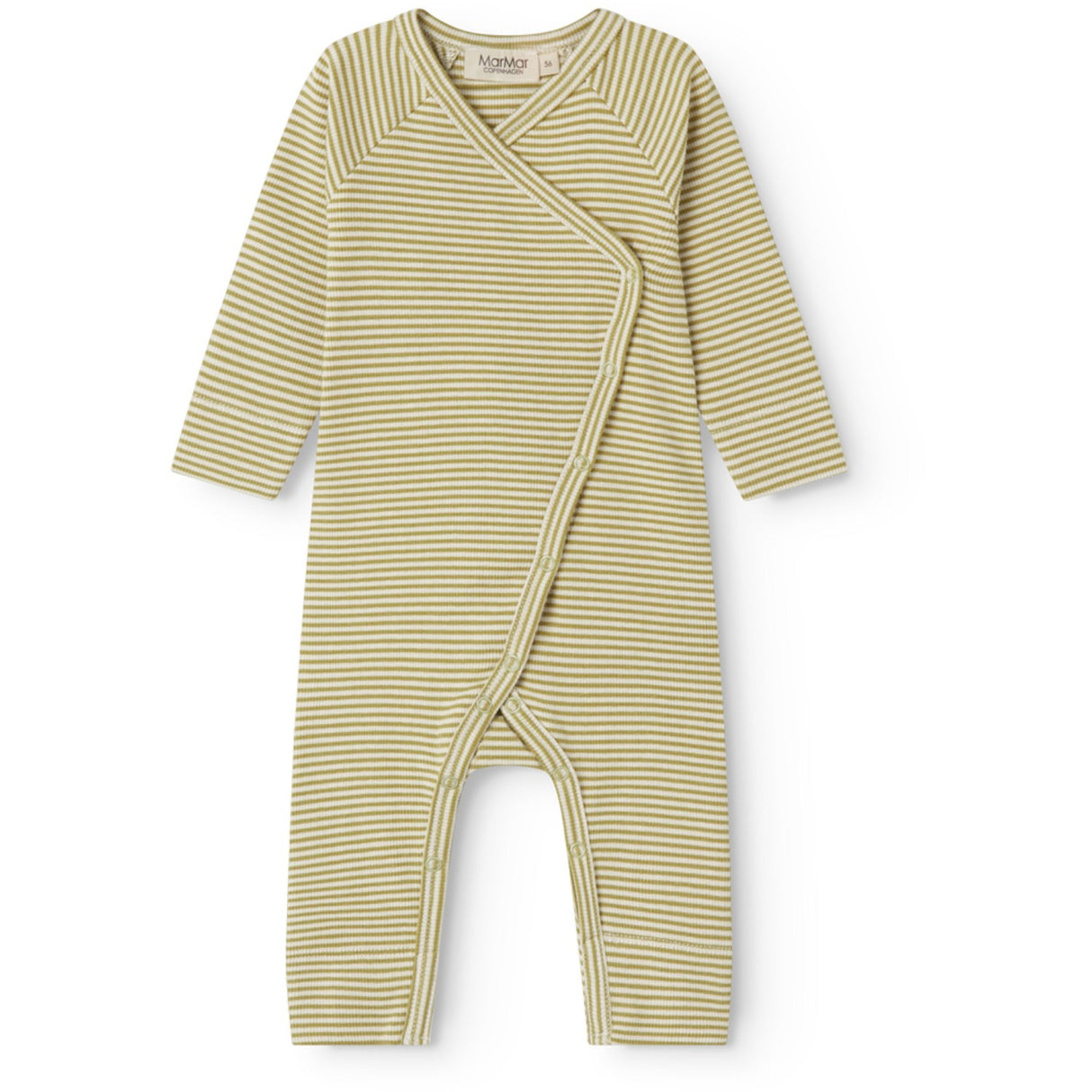 MarMar Newborn Modal Fine Rib Olive Stripe Rikke Heldragt