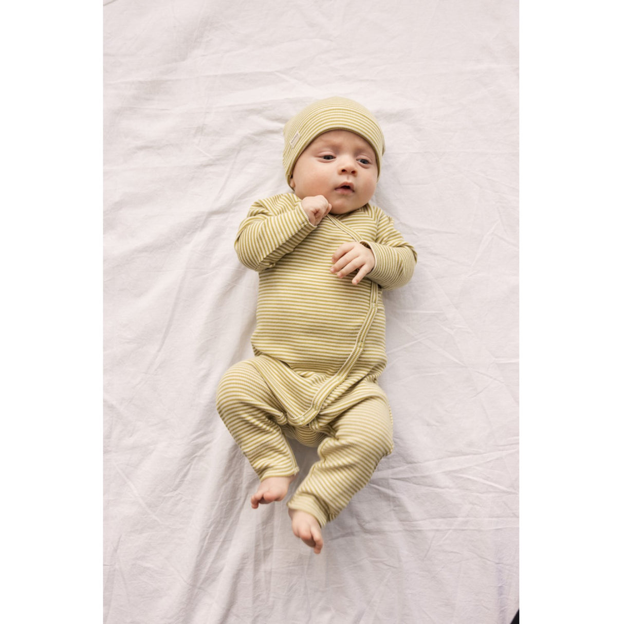 MarMar Newborn Modal Fine Rib Olive Stripe Aiko Hue