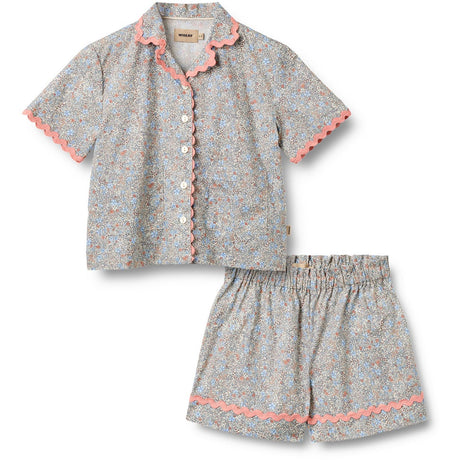 Wheat Air Blue Flowers Sæt Skjorte S/S & Shorts Vilma