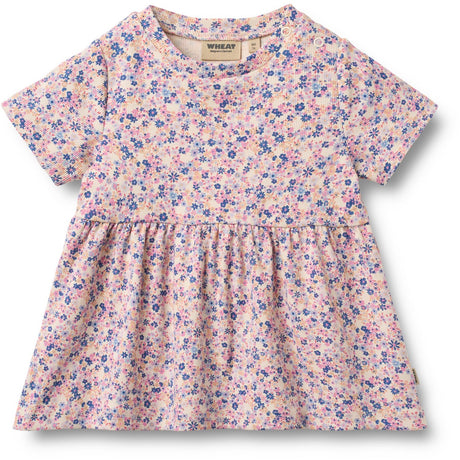 Wheat Pink Blue Flowers Jersey Kjole Anna