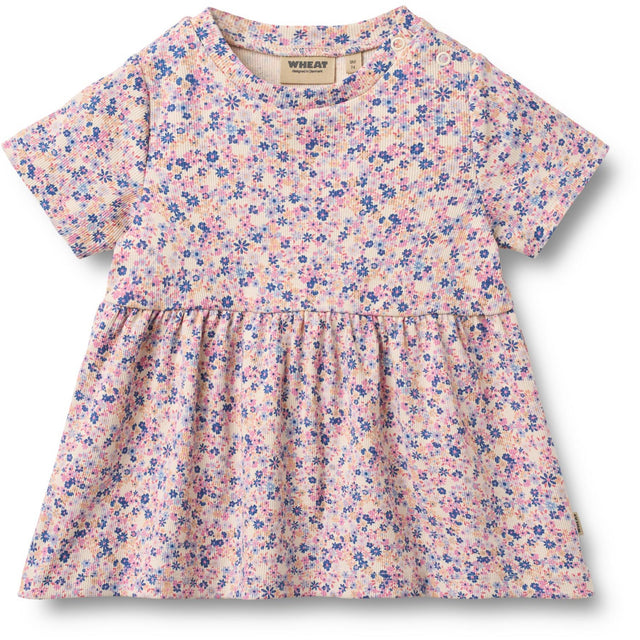 Wheat Pink Blue Flowers Jersey Kjole Anna
