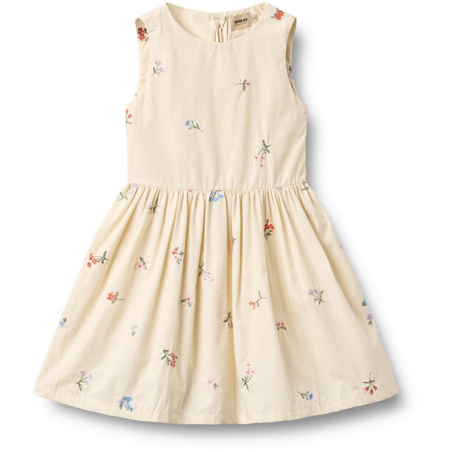 Wheat Ivory Embroidery Flowers Kjole Thelma