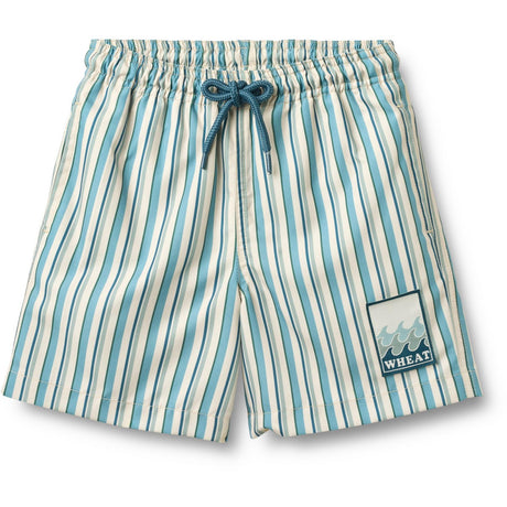 Wheat Aqua Stripe Swim Trunk Hansi Badge