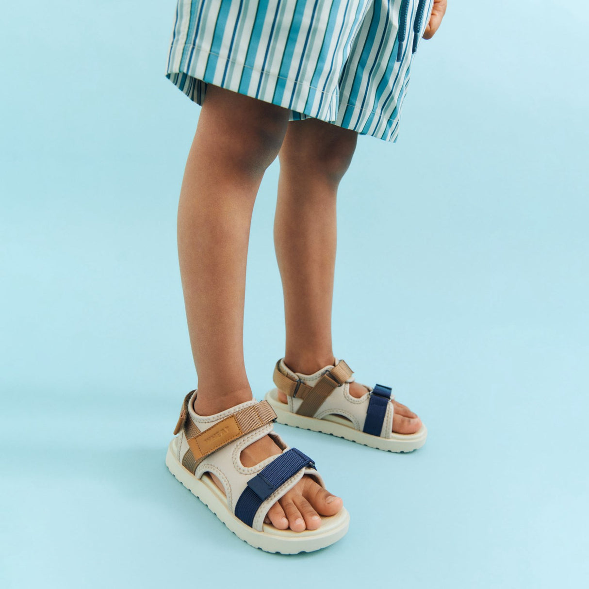Wheat Aqua Stripe Swim Trunk Hansi Badge