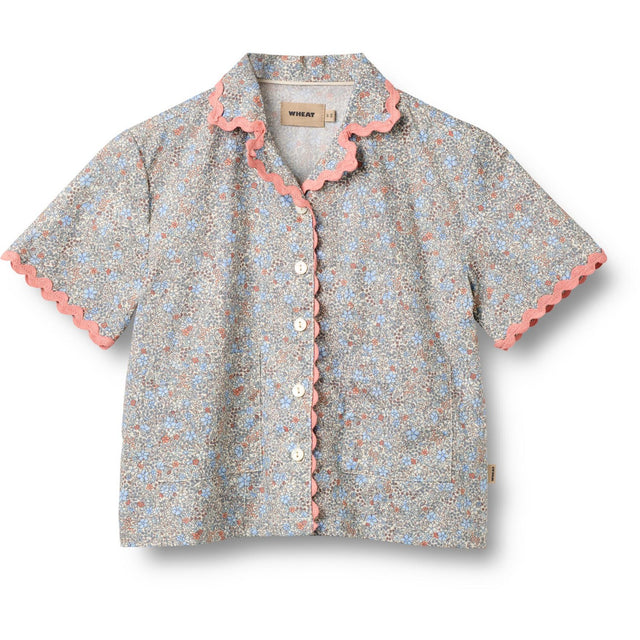 Wheat Air Blue Flowers Skjorte S/S Lace Vilma