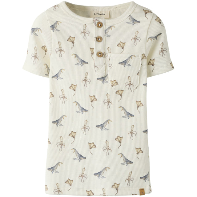 Lil'Atelier Coconut Milk Sea Animals Nmmlavo Esi Ss Slim Top Lil